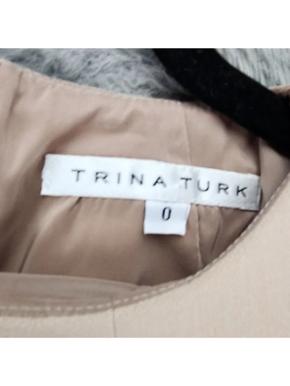 Trina Turk Dress Womens 8 Tan Half Sleeve Pocket Sheath